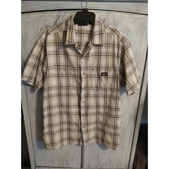 Dickies plaid button down collared short sleeve men's large top - Picture 1 of 7